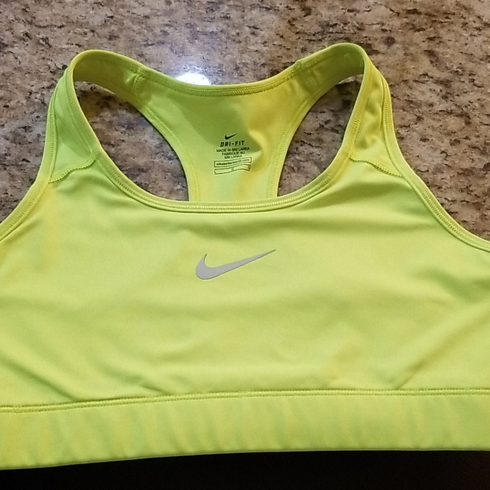 Nike neon yellow Sports bra NWOT